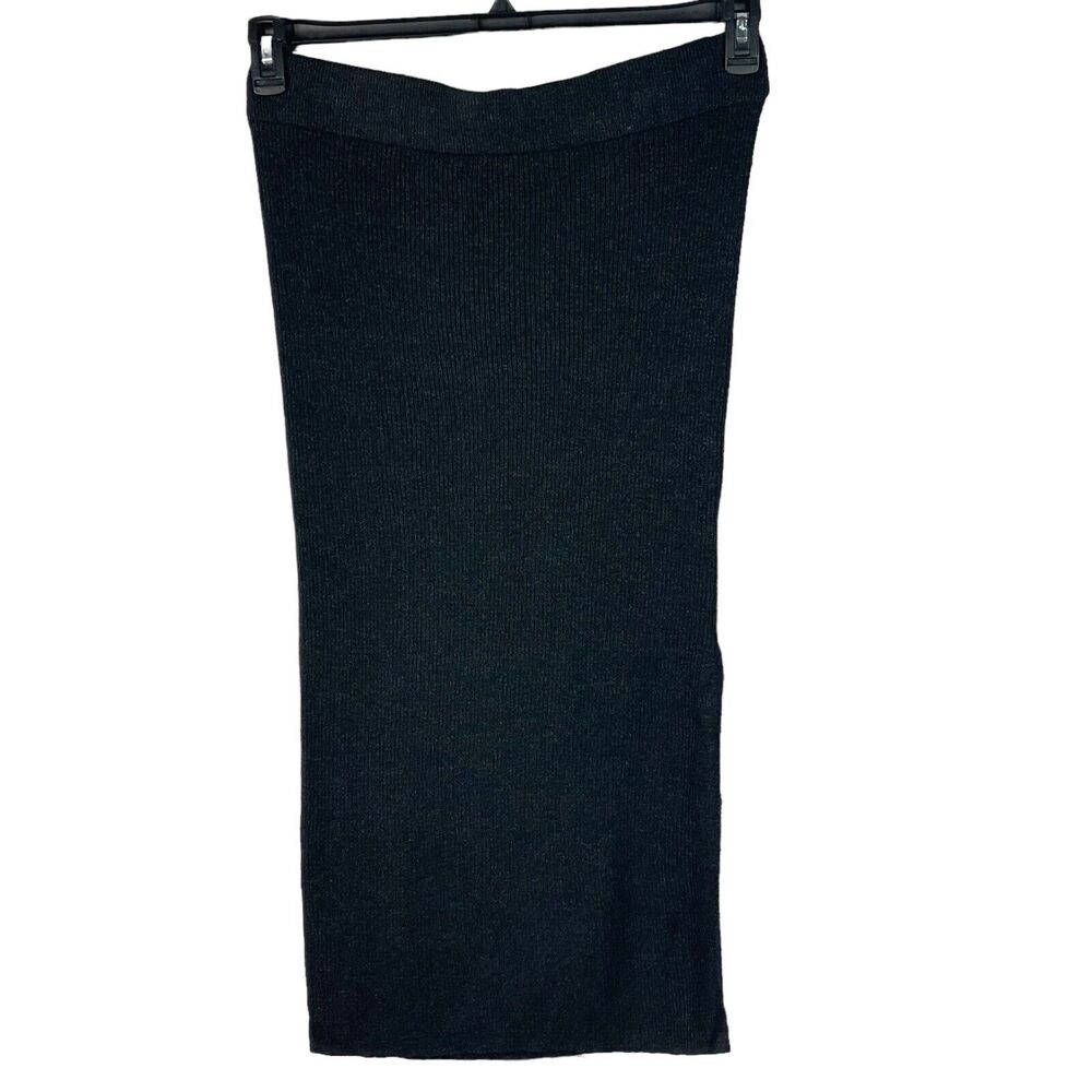 Black Tape SZ X (0X) Sweater Maxi Skirt Dark Charcoal Gray Stretch Side Slit New